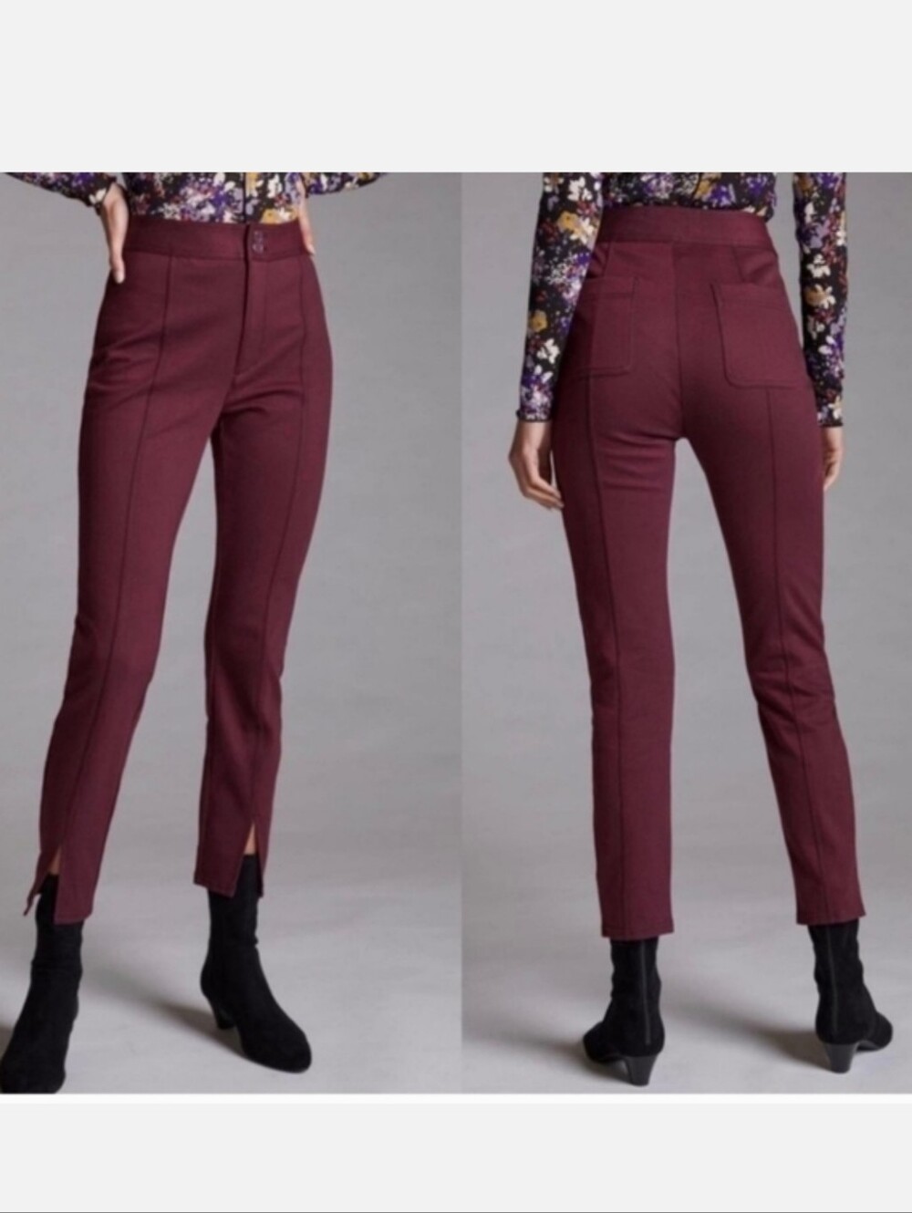 Maeve For Anthropologie High Rise Sealed Split Hem Skinny Pant Plum Size 18W